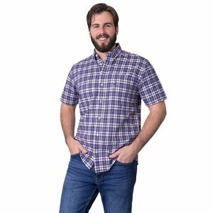 Jos A. Bank Short-Sleeve Blue Plaid Shirt